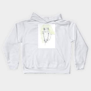 Grey horse drawing. Kids Hoodie